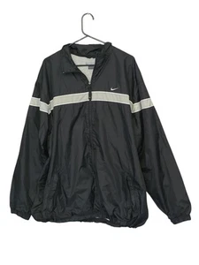Vintage 90's Nike Windbreaker Jacket – Black & Gray Reflective Stripe – Size XL - Picture 1 of 6
