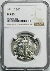 1941 D Walking Liberty Half Dollar NGC MS-63 - Picture 1 of 2