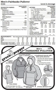 Men's Fairbanks Pullover Coat Jacket #124 Sewing Pattern (Pattern Only) gp124 - Picture 1 of 1