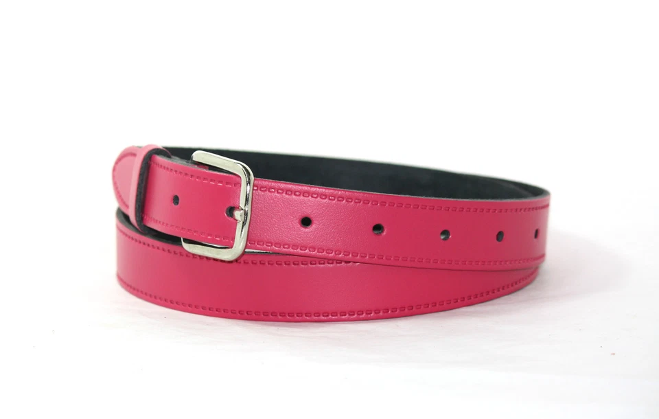 Da Donna Di Pelle MODA Cintura estate! B3 1" w rosa/ Nickel Buckle - Immagine 1 di 1