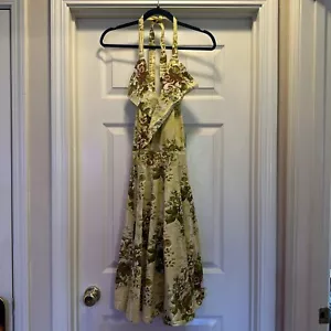 April Cornell Apron Dress Floral Cottage Core Shabby Chic Collared Tie Back - Picture 1 of 9