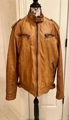 Chaqueta grande usada en excelente estado para mujer look cuero Vicose Pronto Uomo azul camel Foto 1 de 4