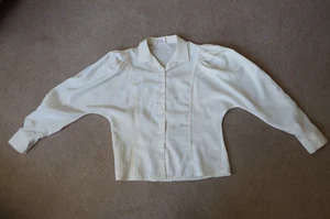 Vintage Peepers of London Cream Satin Long Dolman Sleeve button Blouse Size 12 - Picture 1 of 24