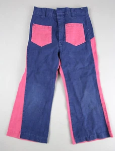 Vintage 70s flared bell bottoms Jeans Child 6 Kmart Hong Kong Hipster Hippy Pink - Picture 1 of 9