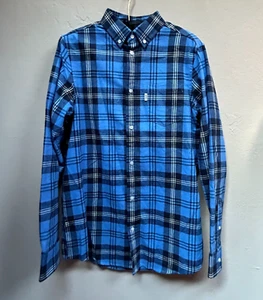 Wesc Stockholm Sweden Mens Blue Plaid Flannel Shirt XS Button Down Long Sleeve - Picture 1 of 10