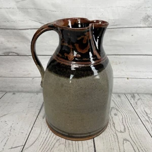 Brocca brocca ceramica smaltata sale vintage crock gres primitivo lanciata a mano - Foto 1 di 12