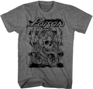 Poison Snake Skull And Lightning Herren T-Shirt 80er Rock Band Merch - Bild 1 von 3