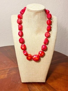 Collana Lucas Lameth LUC annodata a mano grosso corallo rosso/argento sterling - Foto 1 di 5