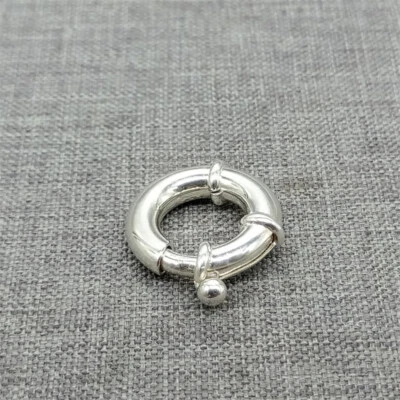 925 Sterling Silver Large Spring Ring Clasp 14mm for Bracelet Necklace - Image 1 of 4
