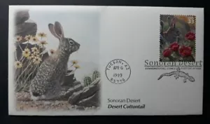 US Scott #3293g, 1999 33c, Sonoran Desert, Desert Cottontail. FLEETWOOD FDC Tucs - Picture 1 of 3