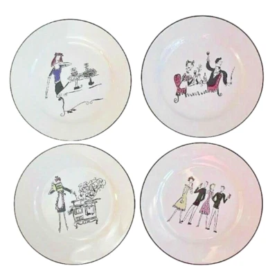 Juego de 4 platos de ensalada de cerámica Rosanna El trabajo de una mujer nunca se hace 8" Foto 1 de 4