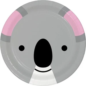 Animal Faces Jungle Safari Cute Kids Birthday Party 9" Paper Dinner Plates KOALA - Picture 1 of 1