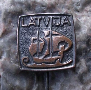 Antik Lettland Lettland Segelschiff Boot Logo Motiv Tourist Souvenier Pin Anstecker - Bild 1 von 2