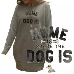 Teddy der Hund Sweatshirt Kleid Zuhause ist, wo der Hund ist Taschen Damen Comfy Ltd - Bild 1 von 7