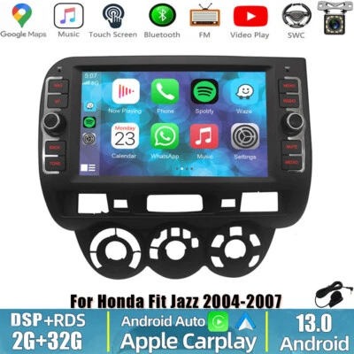 Carplay Android 13 Car Stereo Radio BT Wifi FM Navi For Honda Fit Jazz 2004-2007 - Image 1 of 4