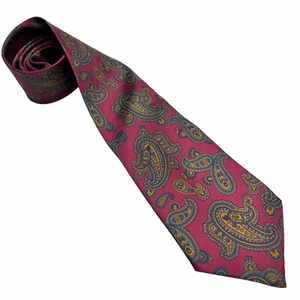 Lanvin 100% Silk Red Paisley Necktie Tie Preppy Academia Wall Street Classic - Picture 1 of 10