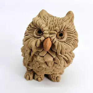 VINTAGE 1979 UNITED DESIGN HAND-MADE CLAY BROWN OWL POTTERY FIGURINE-ARTS-CRAFTS - Picture 1 of 8