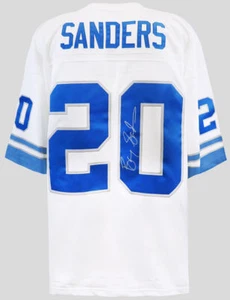 Barry Sanders Signed Lions White 1996 TB M&N NFL Legacy Football Jersey (SS COA) - Picture 1 of 2