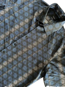 Rosso Milano Italy Men Dress Shirt Blue Medallion Modern Fit Long Sleeve $179 XL - Picture 1 of 6