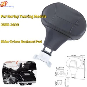 Black Rear Plug-In Rider Driver Backrest Pad For Harley Touring Models 2009-2023 - Picture 1 of 10