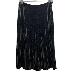 Talbots pure silk skirt pleats black white polka dots lined 8 - Picture 1 of 3