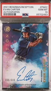 2021 EVAN CARTER Bowman - Inception /600 Autographs #PAEC PSA 10 - Picture 1 of 2