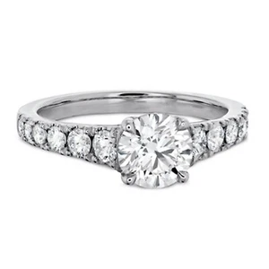 Anillo para mujer redondo certificado IGI F/VS1 diamante cultivado en laboratorio de 1,05 quilates oro blanco de 14 quilates - Imagen 1 de 6