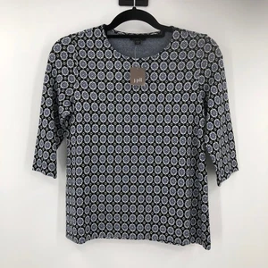 Top manga ballet jacquard medallón floral negro colección J. Jill Wearever - Imagen 1 de 8