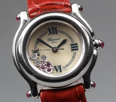 Reloj para mujer EXC+5 Chopard Happy Sports 27/8245-42 corazón diamante rojo plata Qz” Foto 1 de 4