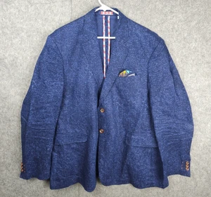 Chaqueta Blazer Robert Graham Para Hombre 46R Azul 100% Lino Abstracto ¡Hermosa! - Imagen 1 de 10