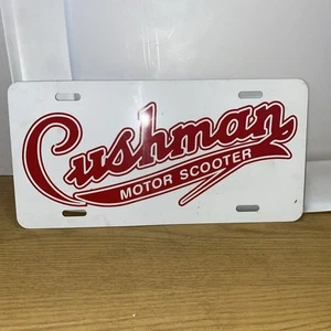 Cushman Motor Scooter White Aluminum Novelty License Tag Plate- Used - Picture 1 of 7