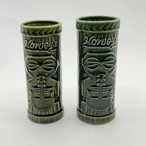 2 Vintage Harvey's Sneaky Tiki Lake Tahoe Tiki Mugs Cups God Guardian Green - Picture 1 of 6