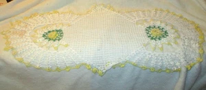 Vintage~Crocheted Floral PatternTable Runner~Large Doily~33.75" x 16.5:"~1960's - Picture 1 of 24