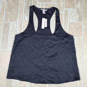 Victoria Secret VS Pink Racerback Tank Top Black Women's Sz Medium Logo - Picture 1 of 5