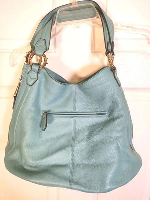 Bolso de mano grande de cuero azul AIMEE KESTENBERG con cremalleras correas para el hombro/mano Foto 1 de 4