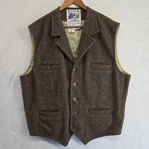 Schaefer Outfitter Wool Western Vest Mens XL Brown Herringbone USA Cattle Baron - Picture 1 of 12