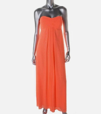 $238 Vestido AQUA Naranja Metálico Baile de graduación Sin Tirantes Semi-Formal Talla 4 Nuevo Y2K Foto 1 de 4