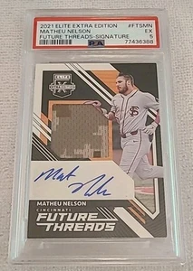 2021 Elite Extra Edition Matheu Nelson Future Threads Patch Auto RC PSA 5 - Picture 1 of 2
