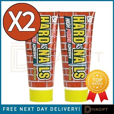 151 2 x GRAB ADHESIVE GLUE 180ML EXTERIOR HARD AS NAILS NO MORE NAILS HIGH POWER NEW
