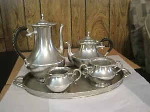 VINTAGE REINES ZINN EDELTIN 5-TEILIGES SERVIERTEE SET ECHTES ZINN CK HOLLAND - Bild 1 von 24