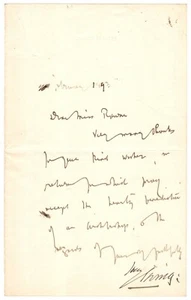 Handgeschriebener Brief von Bram Stoker - Autor von Dracula - signiert von Henry Irving - Bild 1 von 1