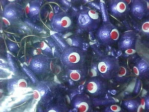 50 NEW FLOATING WALLEYE JIG HEADS 1/4 FOAM SIZE # 2  HOOKS purple OZ - Picture 1 of 1
