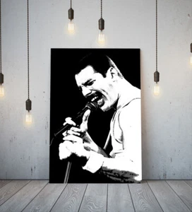 MUSICIAN FREDDIE MERCURY -DEEP FRAMED CANVAS WALL ART PICTURE PAPER PRINT- BLACK - Picture 1 of 17