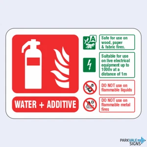 Water + Additive Fire Extinguisher ID Sign (landscape) - Picture 1 of 1