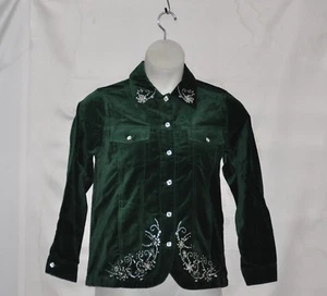 Quacker Factory Velvet Rhinestone Jacket Size M- Green - Picture 1 of 2