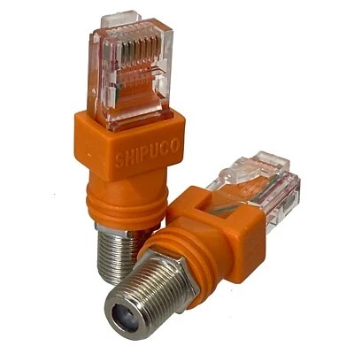 F Female to RJ45 Male Ethernet Adapter Coaxial Coupler Coax Straight Connector - Image 1 of 3
