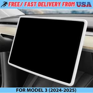 White Tesla Silicone Screen Protector Model 3 2024-2025 Highland (15" Screen) - Picture 1 of 9
