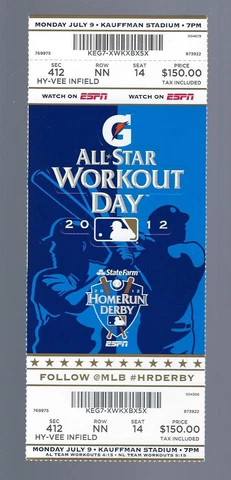 FIELDER vs BAUTISTA - 2012 BASEBALL ALL-STAR GAME HOMERUN DERBY FULL TICKET Cover