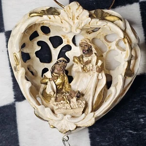Holy Family Heart-Shaped Christmas Hanging Ornament - Picture 1 of 4