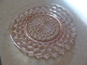Pink Depression Jeannette Glas Würfel Rosa Muster, 4 Mittagessen Snack Teller 8" - Bild 1 von 9